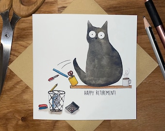 Carte de retraite, bonne retraite, carte de retraite drôle, carte de retraite chat