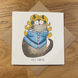 Carte d'anniversaire drôle de chat, carte drôle de chat, Dolly Purrton.