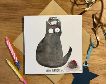 Biglietto di compleanno divertente / Biglietto di compleanno divertente con gatto / Regalo con palla di pelo