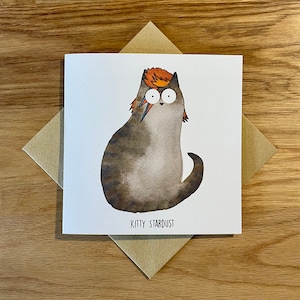 Carte d'anniversaire drôle de chat, carte drôle de chat, Kitty Stardust.