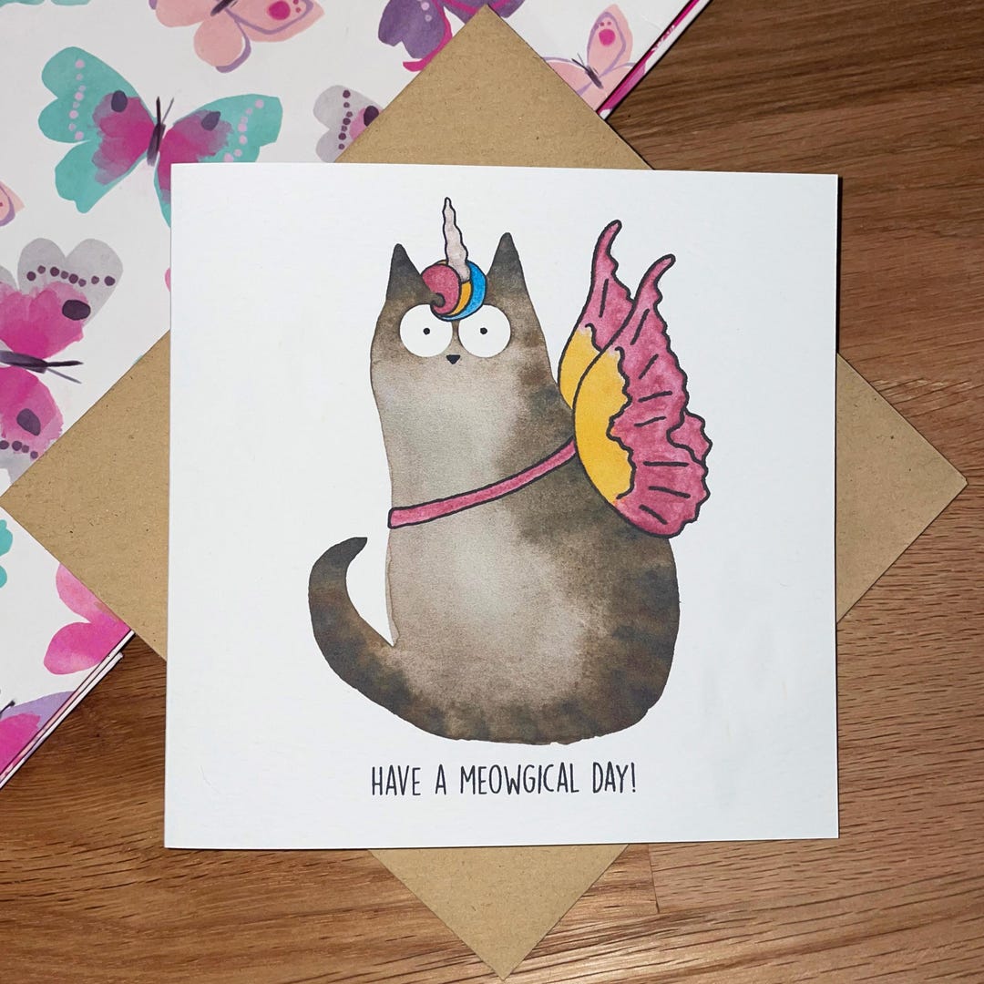 Funny Birthday Card | Funny Cat Birthday Card | Meowgical Day - Etsy UK