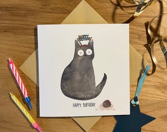 Cat Birthday Card, Funny Birthday Card, Fur Ball Present.