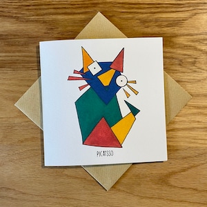 Carte d'anniversaire drôle de chat, carte drôle de chat, Picatsso.