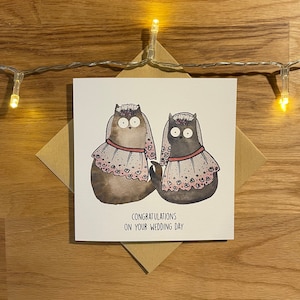 Carte de mariage chat, carte de mariage pour Mme et Mme, félicitations pour votre mariage