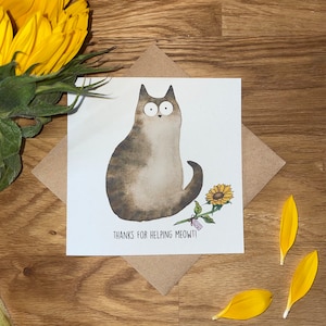 Carte de remerciement, carte de remerciement chat, carte de remerciement drôle.