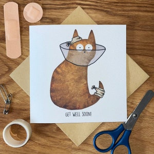 Guérison de guérison rapide, carte de guérison de chat, carte de guérison amusante.