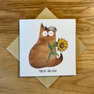 Carte d'anniversaire drôle de chat, carte drôle de chat, Furcent Van Gogh.