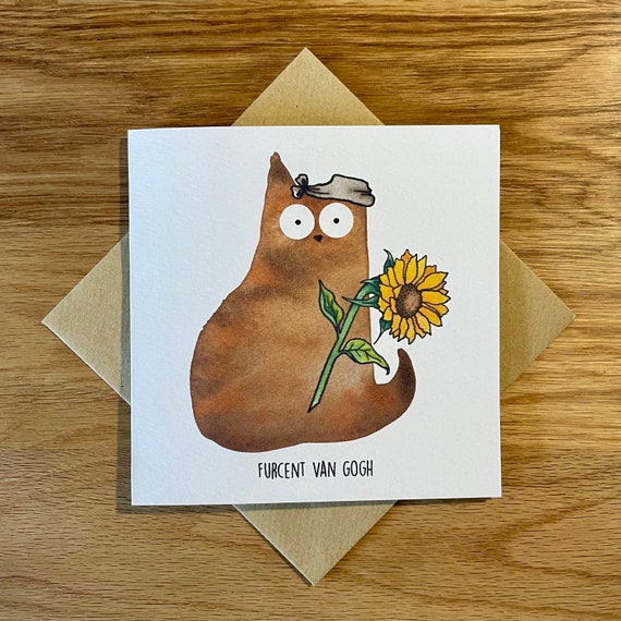 Whimsical, Funny Cat Birthday Card For Anyone - Humorous Pun Design, Wishing You A Purrfect Day