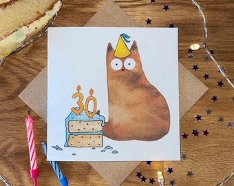 Biglietto di auguri per il 30° compleanno / Biglietto di auguri per il 30° compleanno con gatto / Biglietto di compleanno con gatto / Biglietto di compleanno divertente