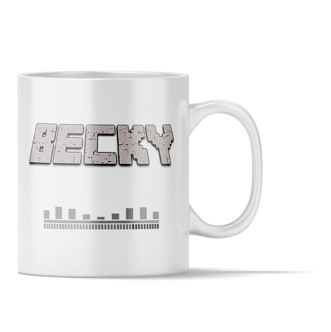 Personalised Minecraft Mug Shows your name in the Minecraft Etsy