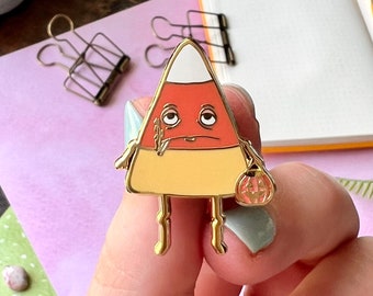 Wendell the Grumpy Candy Corn Enamel Pin | Halloween | Trick or Treat | Miserable Food | Enamel Pins | Lapel pin | Enamel badges | Backpacks