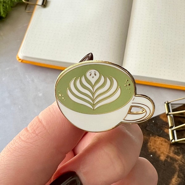 Matcha Latte Ghost Enamel Pin | Tea | Hard Enamel | Pins for Backpacks | Hat pin | Enamel pins | kawaii | Lapel pin | Enamel badges