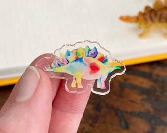 Rainbow Stegosaurus Dinosaur Acrylic Pin | Stegosaurus pin | Lapel pin | Dinosaur | Acrylic badge | badges | Pins for Backpacks and Hats