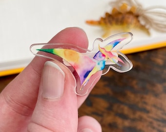 Rainbow Pterodactyl Dinosaur Acrylic Pin | Pterodactyl pin | Lapel pin | Dinosaur | Acrylic badge | badges | Pins for Backpacks and Hats