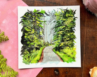 Sunday Drive Art Print | Forest | Trees | Watercolor | Gouache | Art | Giclee | Wall Decor | Wall Art