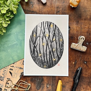 Into The Faerie Forest Art Print | Fairy | Moon | Illustration | Art | Giclee | Wall Decor | Wall Art