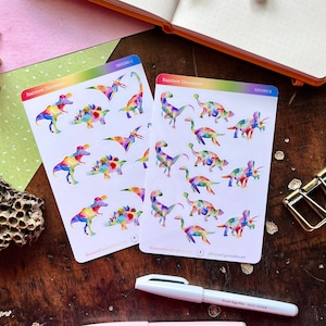 Rainbow Dinosaur Sticker Sheet | T Rex | Stegosaurus | Brachiosaurus | Pterodactyl | Triceratops | Plesiosaurus | Ankylosaurus |Velociraptor