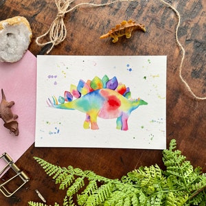 Rainbow Stegosaurus Watercolor Art Print | Watercolor Painting | Dinosaur | Art | Giclee | Watercolor Art | Wall Decor | Wall Art
