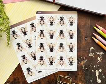 Bee Sticker Sheet, Bumble Bee, Honey Bee, Bees, Planner Sticker, Bujo Stickers, Journaling Stickers,Stickers