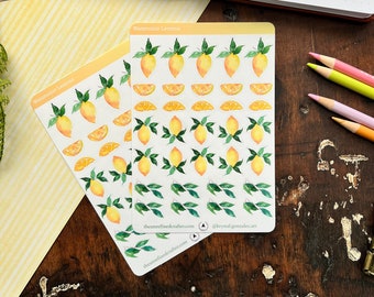 Lemons Sticker Sheet, lemon, spring, summer, stickers, Planner Sticker, Bujo Stickers, Journaling Stickers,Stickers
