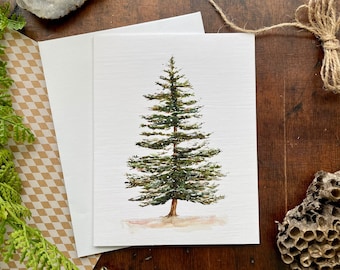 Pine Tree Watercolor Cards, Tree, Note Cards, Thank You, Greeting Cards, Blank Inside, Holiday Stationery