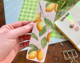 Lemon Bookmark | Botanical bookmark | Book lovers gift | Gift for readers | Cozy bookmarks | Illustrated bookmarks