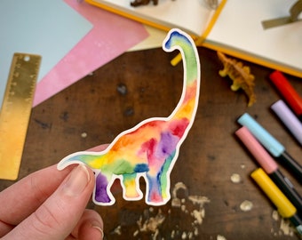 Rainbow Brachiosaurus Dinosaur Vinyl Sticker, Brachiosaurus sticker, Laptop Decal, Dinosaur, Planner Sticker, Tumbler Decal, Vinyl Decal