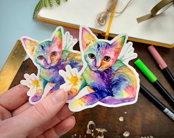 Parmesan die Regenbogen Katze Vinyl Aufkleber, Kätzchen Aufkleber, Holographisch, Hologlas, Laptop Aufkleber, Planer Aufkleber, Becher Aufkleber, Vinyl Aufkleber