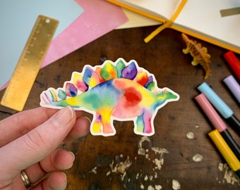 Rainbow Stegosaurus Dinosaur Vinyl Sticker, Stegosaurus sticker, Laptop Decal, Dinosaur, Planner Sticker, Tumbler Decal, Vinyl Decal