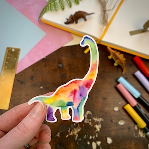 Rainbow Brachiosaurus Dinosaur Vinyl Sticker, Brachiosaurus sticker, Laptop Decal, Dinosaur, Planner Sticker, Tumbler Decal, Vinyl Decal