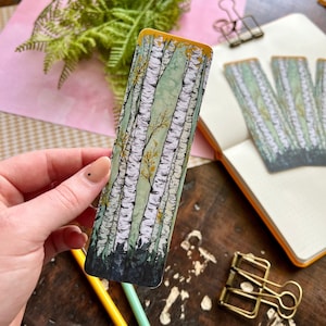 Birken Lesezeichen | Wald Lesezeichen | Landschaft | Buchliebhaber Geschenk | Geschenk für Leser | Gemütliches Lesezeichen | Illustrierte Lesezeichen