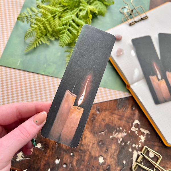 Sad Candle Bookmark | Candlelight bookmark | Book lovers gift | Gift for readers | Cozy bookmarks | Illustrated bookmarks