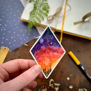 Galaxy Vinyl Aufkleber, Aquarell Aufkleber, Laptop Aufkleber, Planer Aufkleber, Becher Aufkleber, Vinyl Aufkleber, Bunte Sterne, Regenbogen Nebel