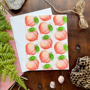 Biglietti acquerello pesca, biglietti di auguri, biglietti di ringraziamento, biglietti di auguri, vuoti all&#39;interno, cancelleria di frutta