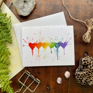 Carte coeurs arc-en-ciel, carte de Saint-Valentin, carte d'anniversaire, carte aquarelle, papeterie