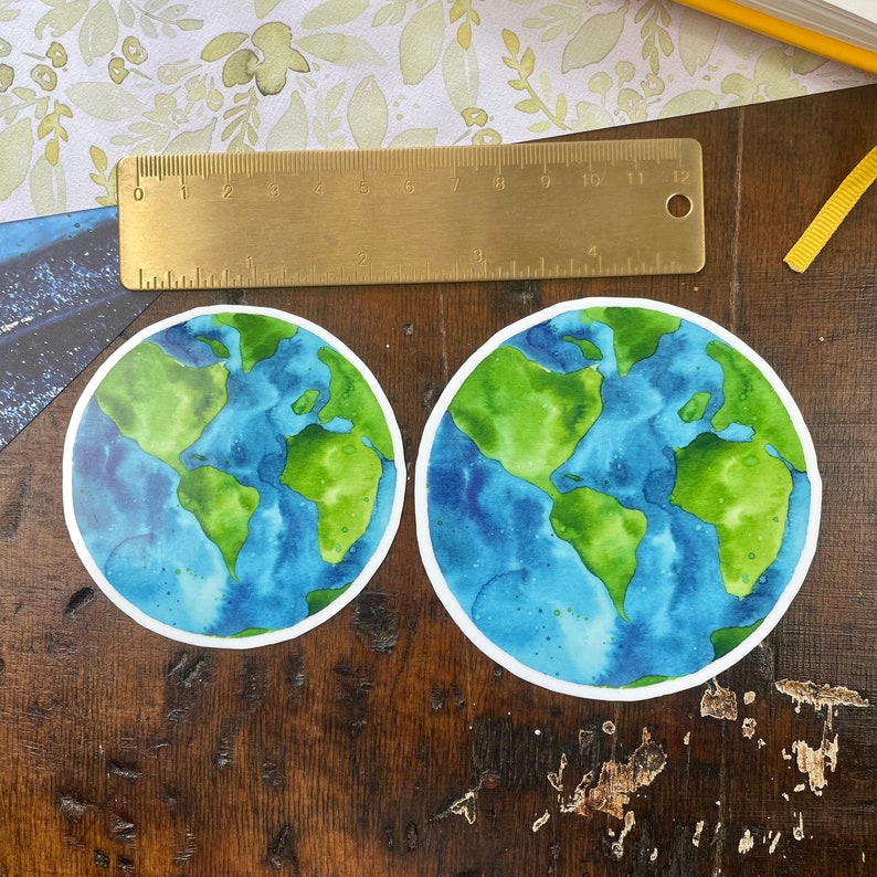 Earth Vinyl Sticker, Globe, World Map, Laptop Decal, Watercolor ...