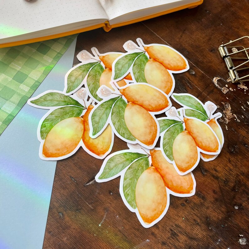 Lemon Vinyl Sticker Botanical Waterproof Laptop Decal Planner Sticker Tumbler Decal Vinyl Decal image 4