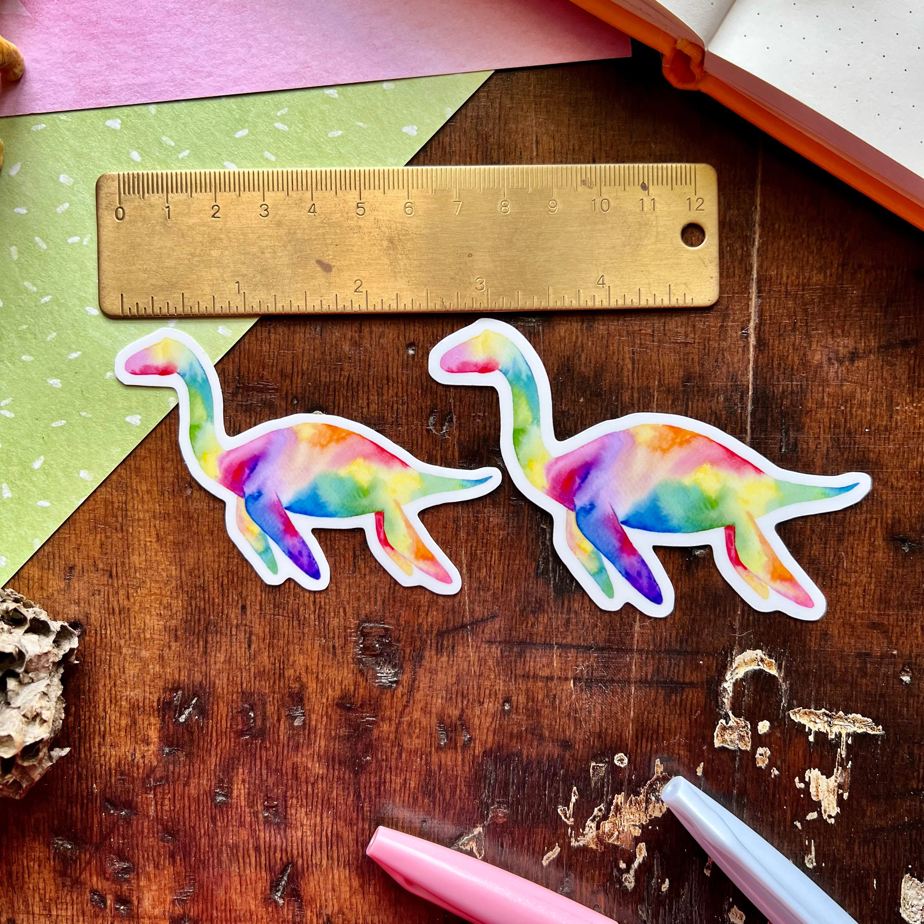 Rainbow Plesiosaurus Dinosaur Vinyl Sticker | Plesiosaur Sticker ...