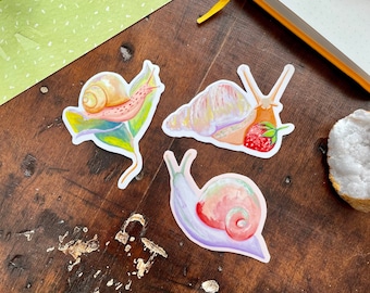 Snail Vinyl Stickers | Leaves | Strawberry | Bug | Cute | Laptop Decal | Planner Sticker | Tumbler Decal | Vinyl Decal