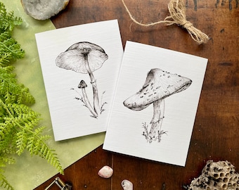 Cartes champignon, Cartes d'art à l'encre, Cartes de correspondance, Cartes de remerciement, Cartes de voeux, Vierges à l'intérieur, Papeterie