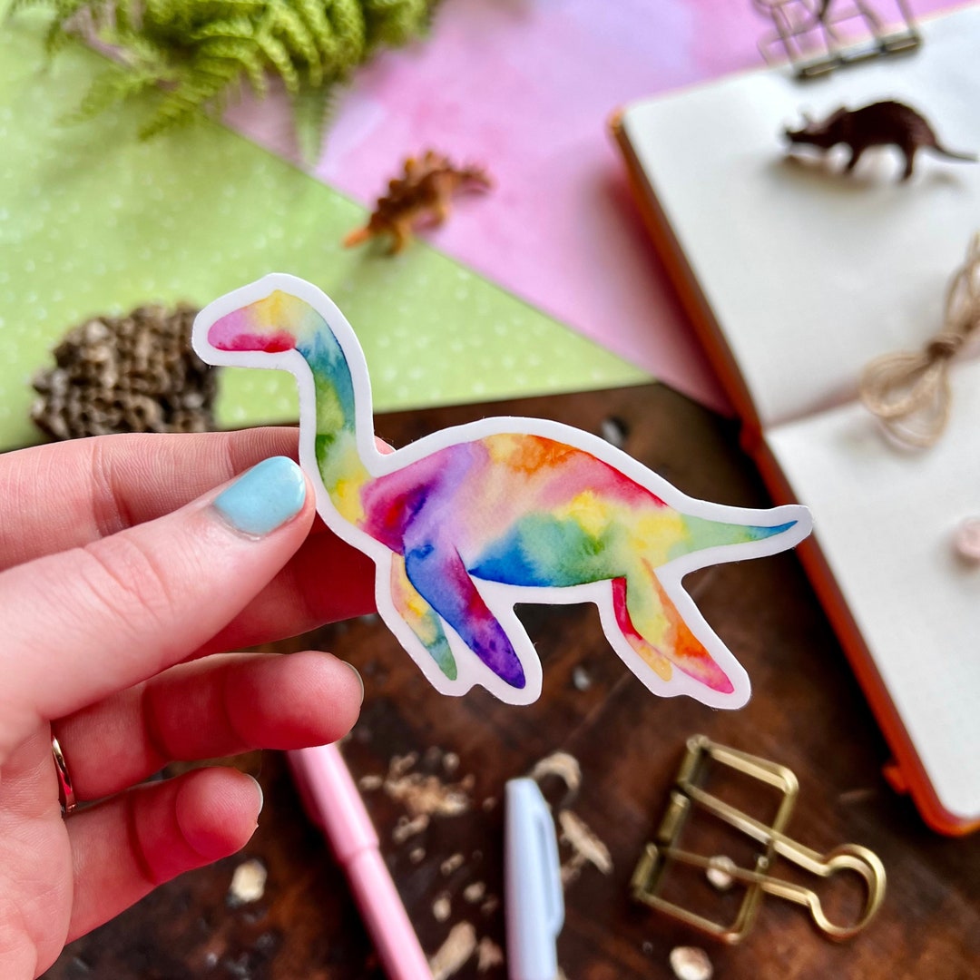 Rainbow Plesiosaurus Dinosaur Vinyl Sticker | Plesiosaur Sticker ...