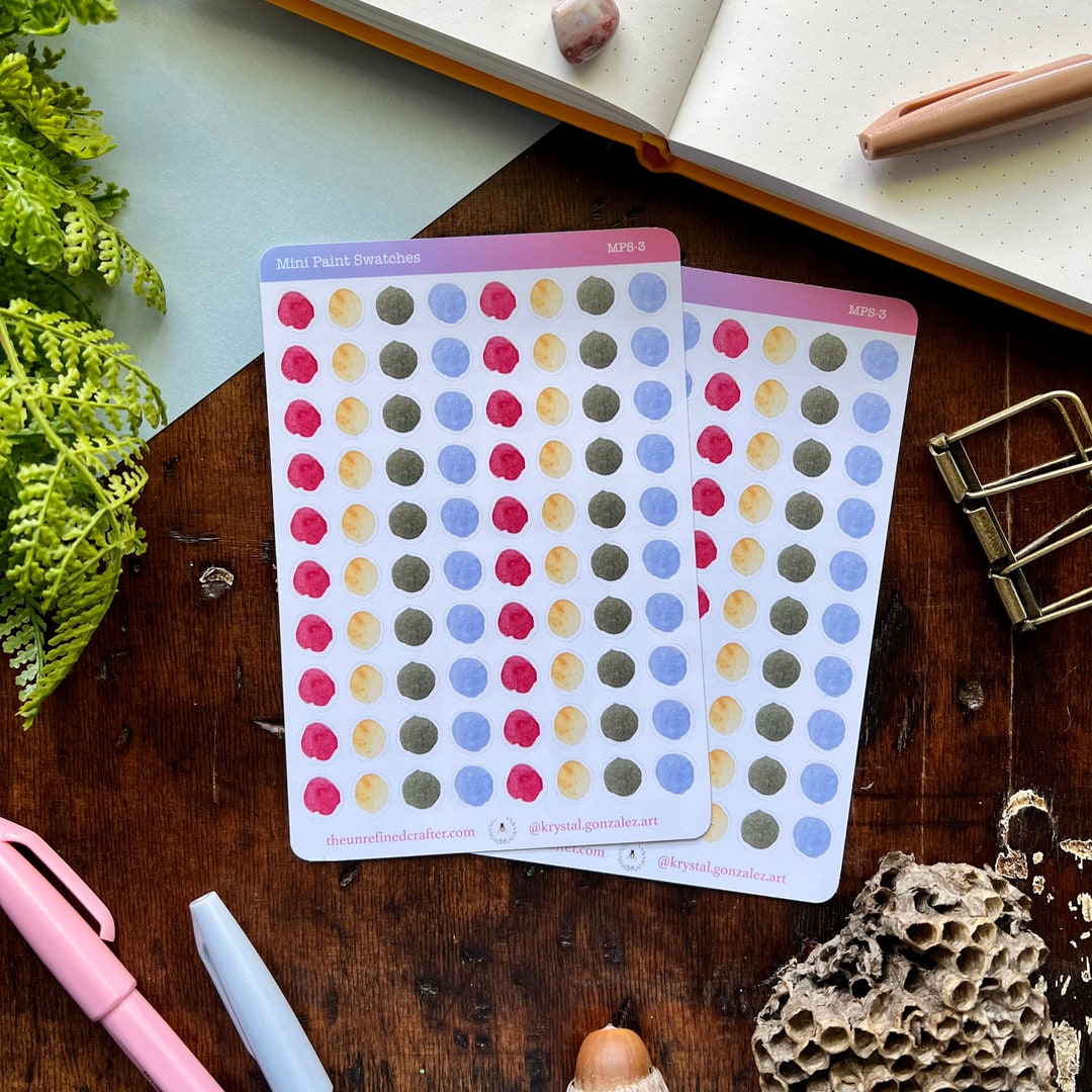Swatch Stickers Mini Paint Swatch Dots Sticker Sheet Journal Stickers Planner Sticker ...