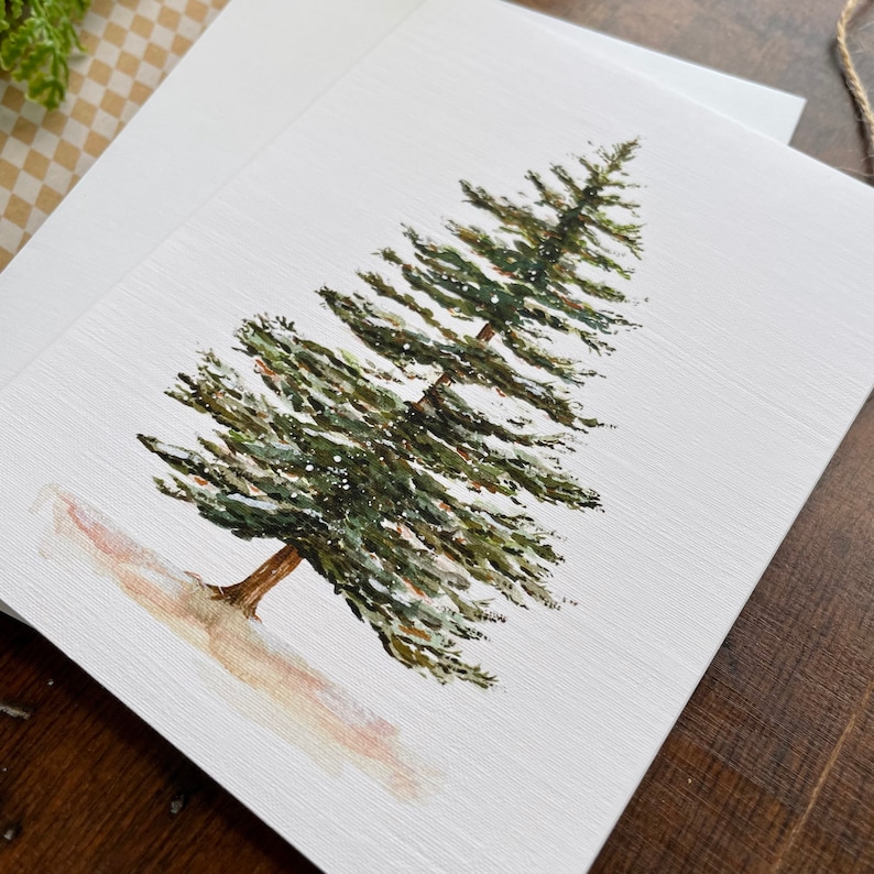 Pine Tree Watercolor Cards, Tree, Note Cards, Thank You, Greeting Cards ...