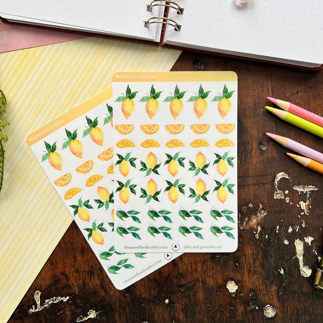 Lemons Sticker Sheet, Lemon, Spring, Summer, Stickers, Planner Sticker ...