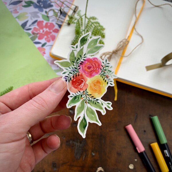 Floral Vinyl Sticker, Laptop Decal, Plant Sticker, Flower Sticker, Planner Sticker, Tumbler Decal, Vinyl Decal, Stickers