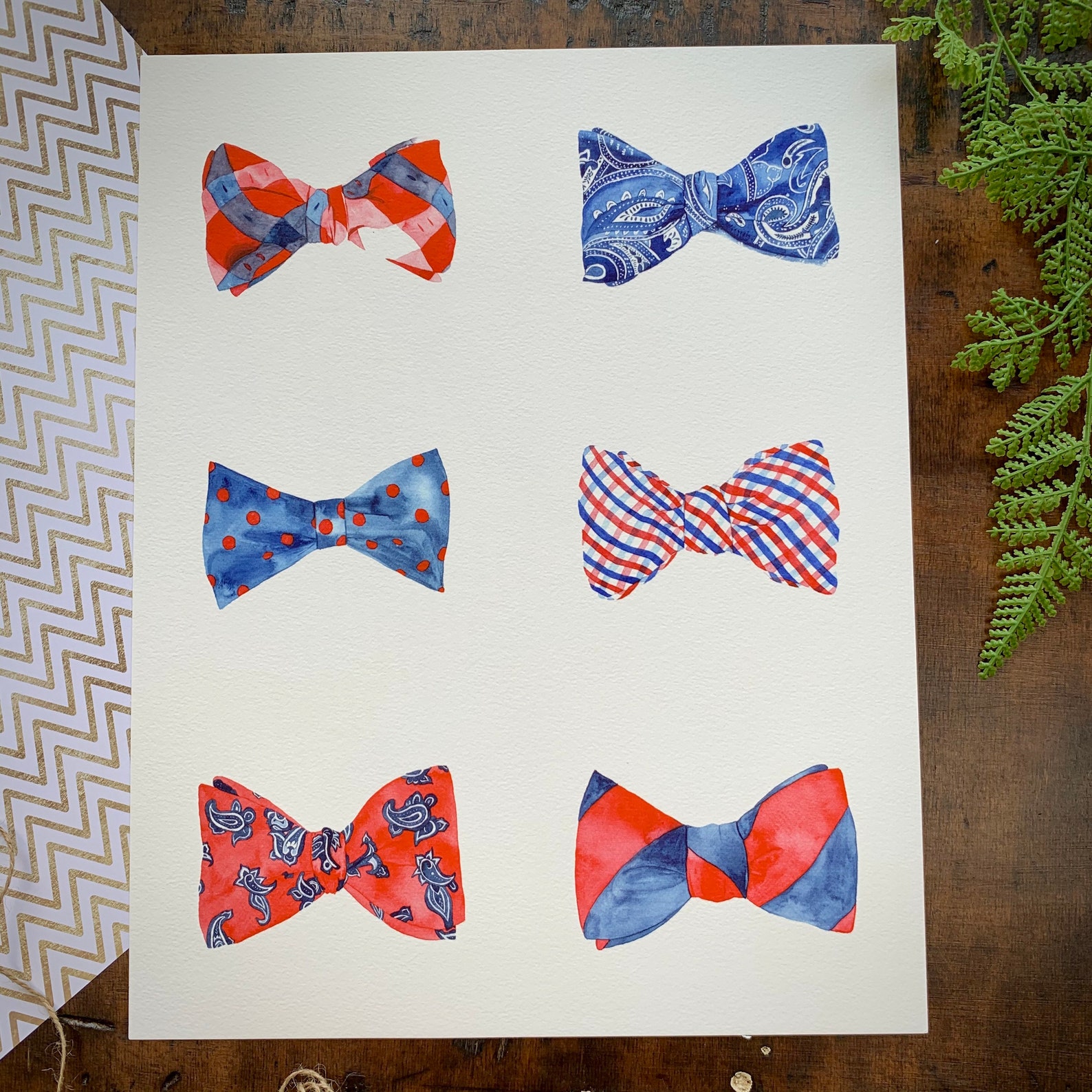 11x14 Bow Tie Watercolor Art Print Watercolor Painting Bow | Etsy