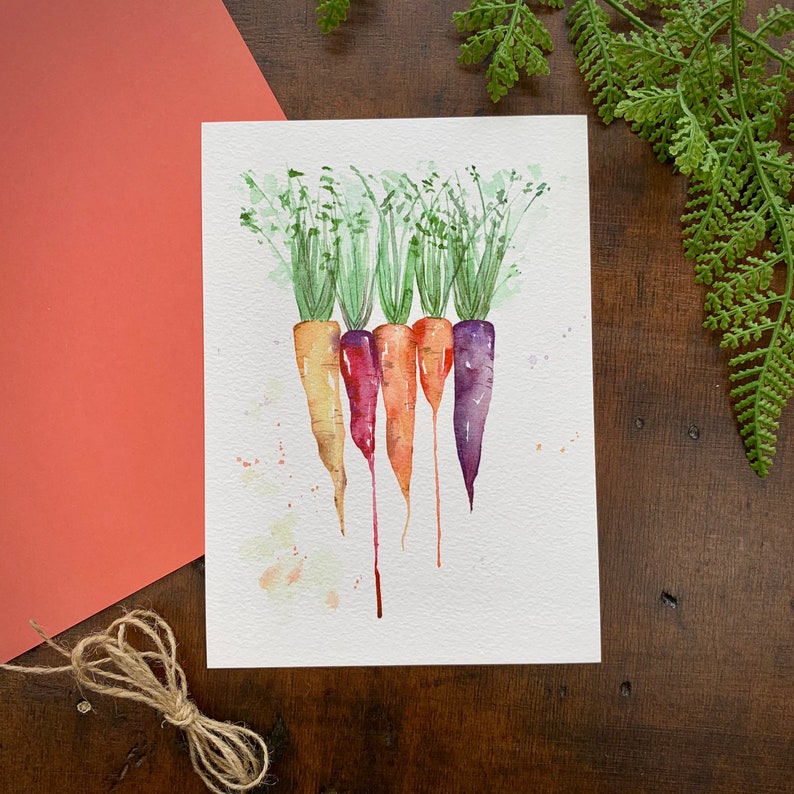 5x7 Carrots Watercolor Art Print Watercolor Painting Etsy