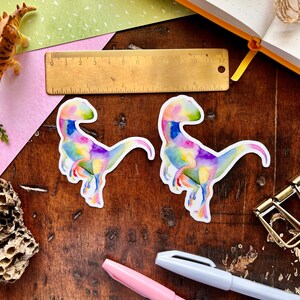 Rainbow Velociraptor Dinosaur Vinyl Sticker Velociraptor sticker Laptop Decal Dinosaur Planner Sticker Tumbler Decal Vinyl Decal image 6