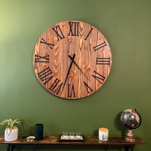 36” Rustic wall clock | Extra Large round clock | Massive farmhouse clock