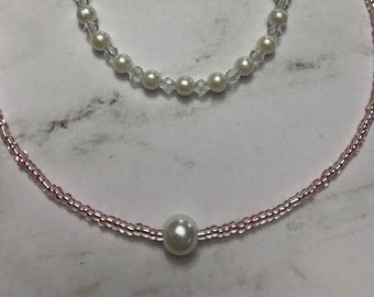 pearl chocker and crystal pearl bracelet set